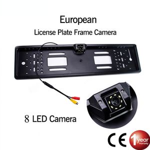 XINMY caméra de recul de voiture EU cadre de plaque d'immatriculation européenne étanche Vision nocturne caméra de recul 4 ou 8 lumière LED