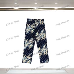 Xinxinbuy 2024 Hommes Femmes Designer Jeans Pantalon Algues Floral Lettre Impression Ensembles Pantalons décontractés Noir Bleu Gris S-2XL