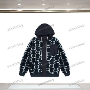 Xinxinbuy hommes designer manteau velours granulaire veste Double lettre impression manches longues femmes blanc kaki noir bleu S-2XL