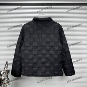 Xinxinbuy Hombres diseñador Abrigo Chaqueta Tablero de ajedrez rejilla algodón mangas largas mujeres blanco Negro azul M-3XL
