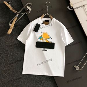 Xinxinbuy Hommes Designer Tee T-shirt 2024 Roma Dinosaure Lettre Impression Coton à manches courtes Femmes Gris Noir Blanc Rouge S-XL