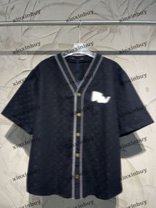 Xinxinbuy Hombres diseñador Tee camiseta 23ss Carta tela jacquard béisbol manga corta algodón mujeres blanco negro XS-L