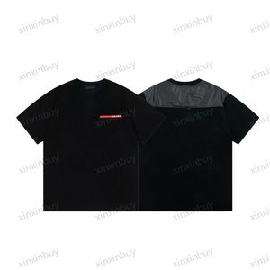 xinxinbuy Camiseta de diseñador para hombre 23ss Milan Nylon Red label manga corta algodón mujer blanco negro XS-3XL