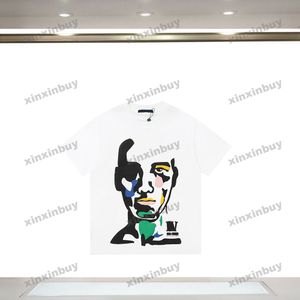 xinxinbuy Camiseta de diseñador para hombre 23ss Retrato de París pintura al óleo manga corta algodón mujer blanco negro S-2XL