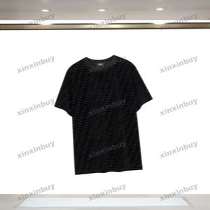 Xinxinbuy Hommes Designer Tee T-shirt 23SS Tissu de velours Double lettre Jacquard Coton à manches courtes Femmes Noir Jaune Blanc Marron S-XL