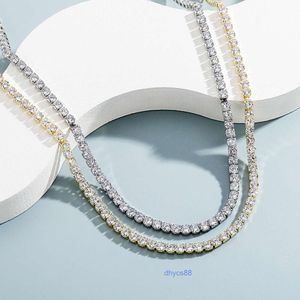 Xishuo haute qualité pas cher glacé 2.5mm 3mm 4mm 5mm laiton strass chaîne de Tennis collier pour hommes et femmes