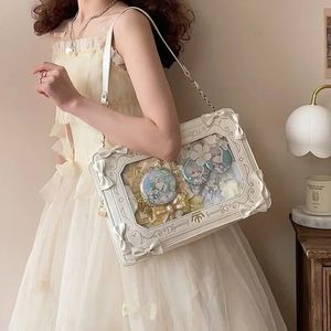 Xiuya Kawaii Lolita Party Women Bolso de hombro Estampado de arco Marco de imagen de gran capacidad Ita 2023 Dulce lindo bolso gótico 231221