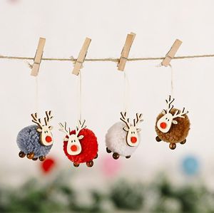 Decoración de muñecas de Navidad colgante de ciervo de fieltro creativo árbol de Navidad cervatillo muñecas colgantes regalo regalos de vacaciones para niños accesorios dd270