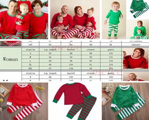 Navidad INS Niños Adultos Rojo Verde Familia a juego Navidad Ciervos Pijamas a rayas Ropa de dormir Ropa de dormir Pijamas camisón camisón 3189757