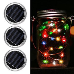 Xmas led Solar Powered Light Up Couvercle 10 LED String Fairy Star Vis sur les couvercles pour Mason Glass Jars Lights