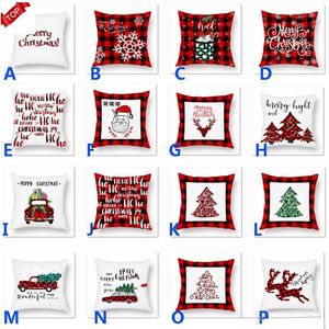 Taie d'oreiller de Noël Plaid Joyeux Noël Coussin Couvre Arbre de Noël Cerf Camion Coussin Home Party Décoratif 16 styles CO26wr