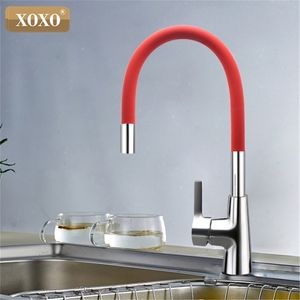 XOXO 360 Nouvelle arrivée 7 couleurs Gel de silice Nez Toute direction Rotation Robinet de cuisine Mélangeur d'eau froide et chaude 1301R T200423