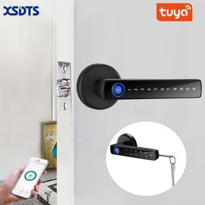 XSDTS Tuya biométrique empreinte digitale serrure de porte intelligente mot de passe électronique numérique sans clé boutons d'entrée serrure pour chambre maison 240111