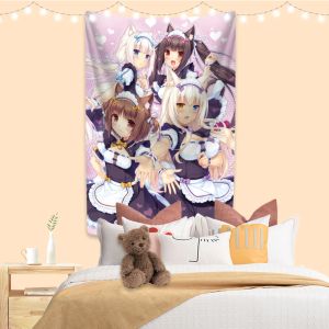 Xxdeco kawaii anime tapisserie nekopara imprimé mignon mur suspendu décor grand tissu de dortoir fond de canapé