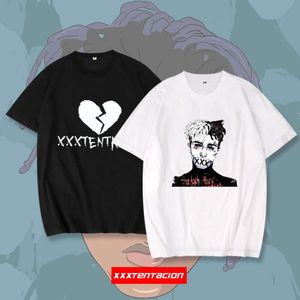 Camiseta de manga corta XXX Tentacion, cantante de Rap, marca Pop, moda informal holgada, Top para hombres y mujeres