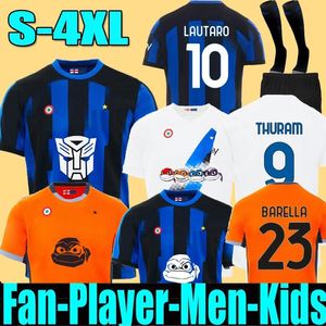 3XL 4XL 23 24 LUKAKU InterS LAUTARO Milans maillots de football Transformers CORREA DZEKO BARELLA SKRINIAR 2023 2024 BROZOVIC Accueil troisième maillot de football uniformes hommes enfants