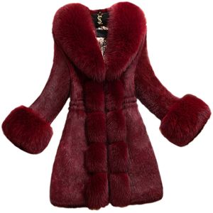 Abrigos gruesos de piel de conejo para mujer, chaqueta cálida de invierno de talla grande ajustada a la moda para mujer 2021