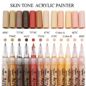 XYSOO 12 couleurs couleur de peau marqueurs d'encre à base d'eau stylo 0.72.0MM marqueur de peinture acrylique Art peinture carreaux de roche verre céramique bois 240307