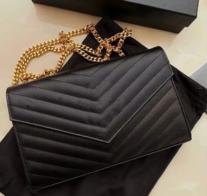 Y-Quilted Designer Envelope Bags Sac à bandoulière Luxurys Sacs à main avec chaîne en argent doré femmes Messenger Crossbody Purse Card Holder Black Sling bag