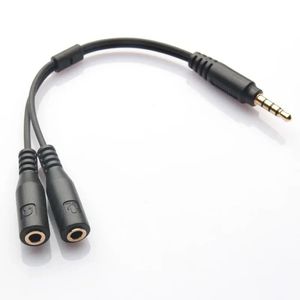 Y Splitter 3.5 mm audio stéréo 1 mâle à 2 câble féminin pour le casque microphone mp3 MP4 Plugter un point deux jack 20cm