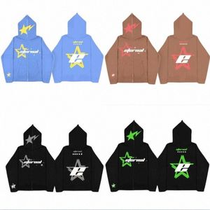 Y2K Sweats à capuche pour hommes Sweatshirts Hommes Star Lettre Impression Vintage Zipper Sweat à capuche High Street Mode Punk Vêtements Harajuku Casual Femmes Sweat-shirt G4HR #