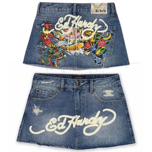 Y2k Skirt Womens Girl sweet Hip Hop Letter Print Vintage Blue Denim High Waist Slim Gothic Mini Short 231220