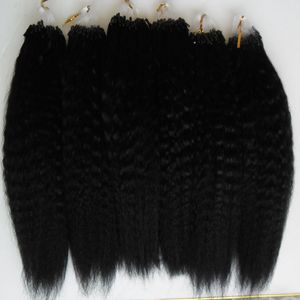 Yaki Hair Hair Micro Loop Human Hair Extensions 100g Kinky Straight Core Yaki 100% Extensiones Humanas Cápsula Keratin Bead Color