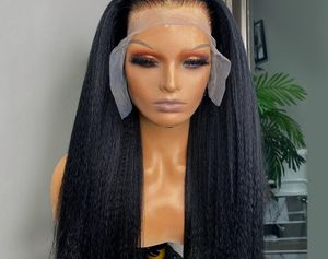 Yaki Kinky full lace human hair wig glueless 360 frontal wigs for black women 130% density natural color Diva1