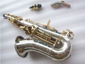 Nuevo saxofón Soprano de cuello curvo SC-9937Small Sax B plano de alta calidad latón niquelado plateado saxofón con estuche para boquilla