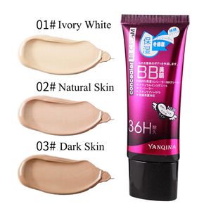 YANQINA 3 colores Natural Flawless BB Cream iluminador hidratante corrector base desnuda maquillaje cara herramientas de belleza caliente