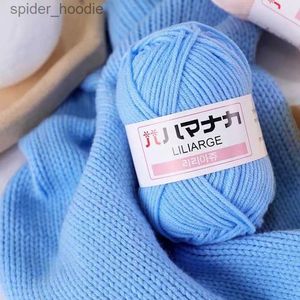 Fil 25G / Set Milk Soft Cotton Yarn Anti-Pilling Poulange de haute qualité Tricoter 4ply Coton Yarn pour écharpe Pull Hat Doll Craft L231130