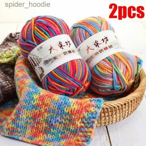 Fil 2 pièces fils tricotés cordes de fil coton mélangé fil beau mélange de couleurs pour tricot à la main poupée pull coloré L231130