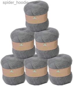Fil 6 boules Angora Mohair fil de laine pour tricoter doux peluche cachemire main Crochet La bricolage écharpe pull fil expédition ventes L231130