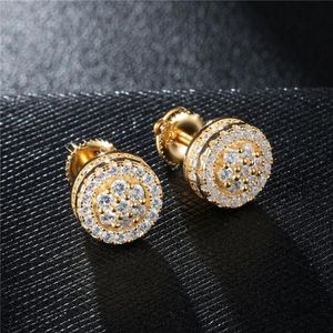 Couleur or jaune Hiphop CZ Zircon boucles d'oreilles carrées pour hommes femmes et filles cadeaux boucles d'oreilles en diamant goujons Punk Rock rappeur Jewe311k