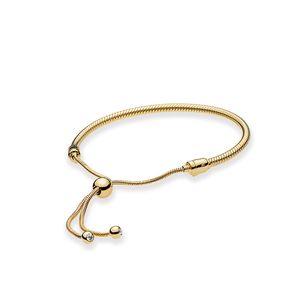 Bracelet de curseur plaqué or jaune avec boîte d'origine pour pandora 925 argent sterling féminins filles de mariage bijoux joelry chaîne de serpents charms bracelets