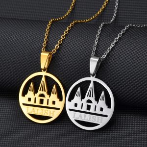 Colliers avec pendentif Yezidi Lalish en or jaune 14 carats, bijoux du Temple le plus sacré des Yézidis