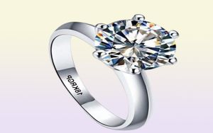 Yhamni Real Pure White Gold Ring 18krgp Anneaux de tampon Set 3 Carat CZ Diamond Mariage pour femmes Ring 1712079