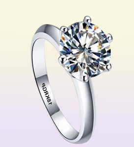 Yhamni Real Pure White Gold Ring 18krgp Anneaux de tampon Set 3 Carat CZ Diamond Mariage pour femmes Ring 5379333