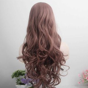 Cédant Net rouge perruque femme longs cheveux bouclés grande vague mince air frange coiffure perruque couverture