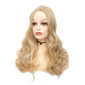 cediendo Ww1-06 # popular peinado natural de las mujeres medio largo pelo rizado ondulado peluca dorada tocado