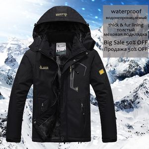 YIHUAHOO Winter Jacket Men 5XL 6XL Thick Warm Parka Coat Waterproof Mountain Jacket Pockets Hooded Fleece Windbreaker Jacket Men T200102