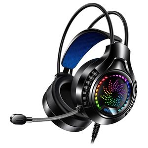 YINDAIO Q7 Deep Bass Casque DTS 7.1 Son Surround Lumière Colorée Filaire Casque de Jeu avec Microphone - USB Unique avec Puce de Décodeur Audio