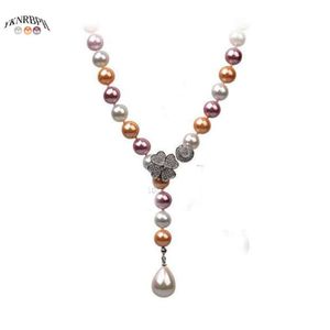 YKNRBPH – chaîne de pull naturelle multicolore en argent Sterling S925 pour femme, collier de perles de mariage, bijoux