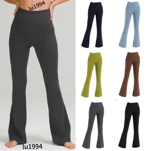 Yoga LL-06 Pantalons évasés de yoga pour femmes, taille haute, jambes larges, pantalons de sport, couleur unie, hanches fines, collants de danse amples, leggings de gymnastique, grande taille, pantalons de survêtement de course lu