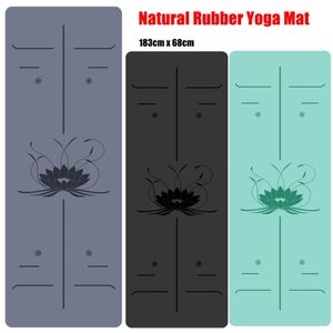 Yoga Mats Natural Rubber Mat Professional Lotus Pattern PU Environmental Material Sports Pilates Reformer 183cm68cm5mm 231012