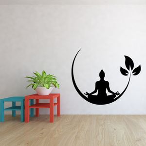 Pegatinas de pared de vinilo para meditación de Yoga, calcomanía de pared budista Zen para dormitorio, pegatina extraíble para pared, decoración de papel tapiz de Yoga