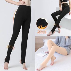 Tenue de Yoga 2021 automne hiver femme épais chaud Leggings couleur bonbon brossé charbon Stretch polaire pantalon piétinement pieds