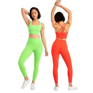 Yoga Outfit ABS LOLI 2 pièces en Nylon Yoga tenue de Sport pour femme soutien-gorge de Sport à bretelles et Leggings taille haute ensembles d'entraînement femmes vêtements de gymnastique 230727
