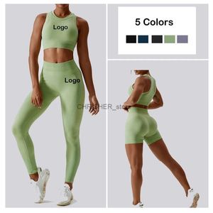 Tenue de yoga personnalisée 2pcs Femme survêtement Set Yoga Set Gym Bra Sports Sports Shorts Running Running Clothing Gym Portez Sport Athletic Sport Suitl231221