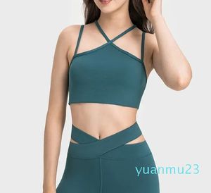 Traje de yoga Sujetador deportivo con tiras de cuello alto para mujer Lindo Y-Back Light Support Gym con camisetas sin mangas acolchadas extraíbles